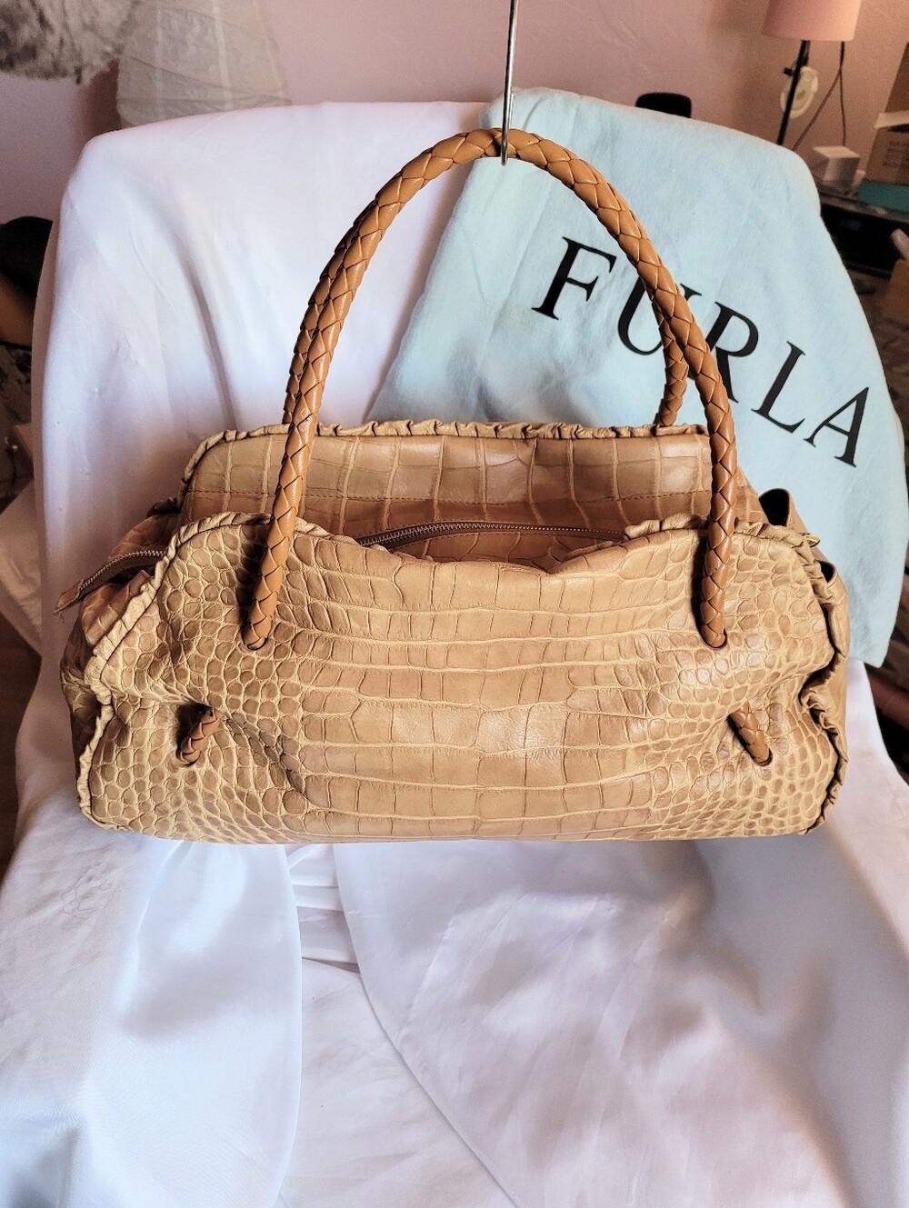 Furla Embossed Leather Tote